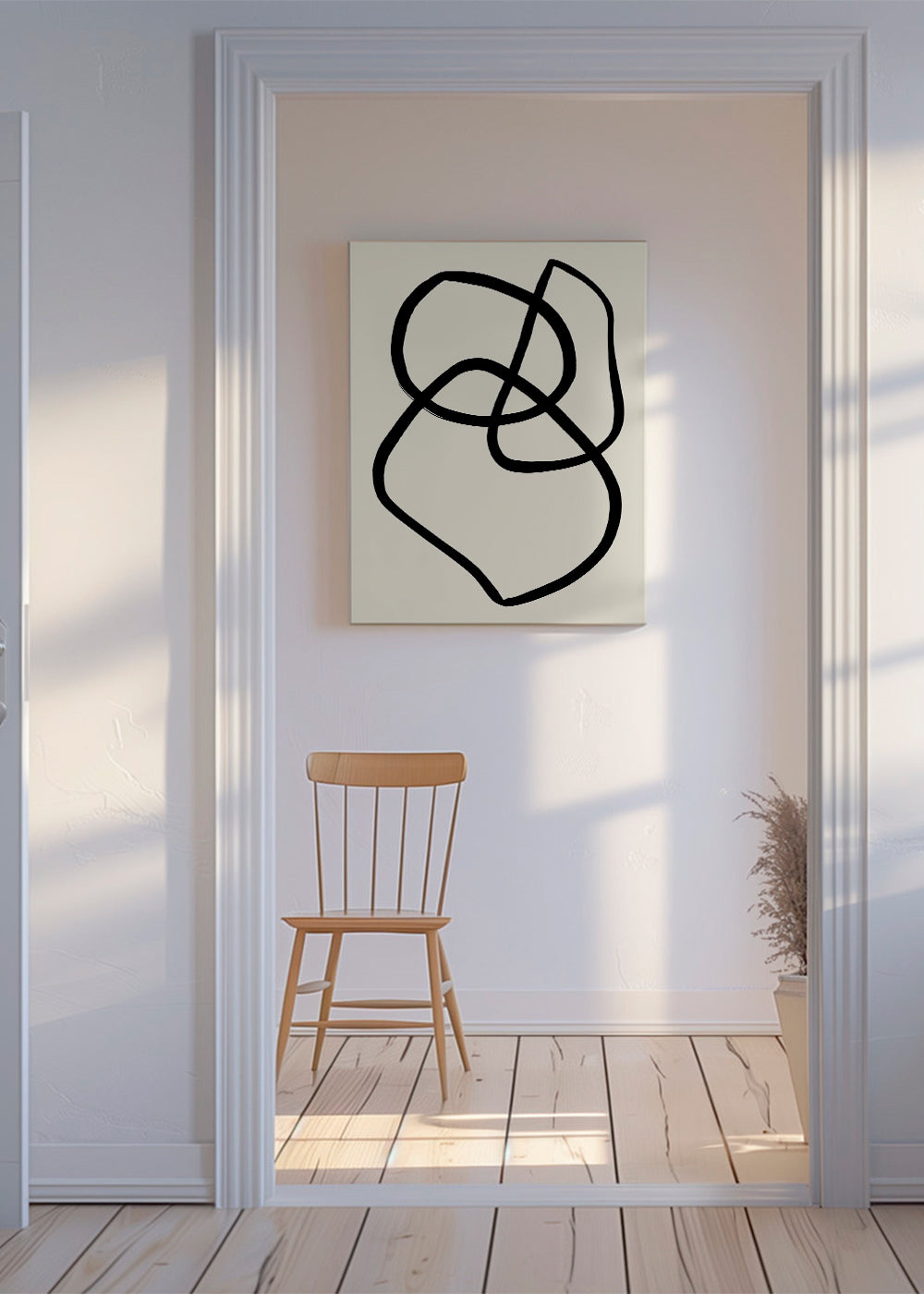 Minimalistisk billede med organiske sorte linjer