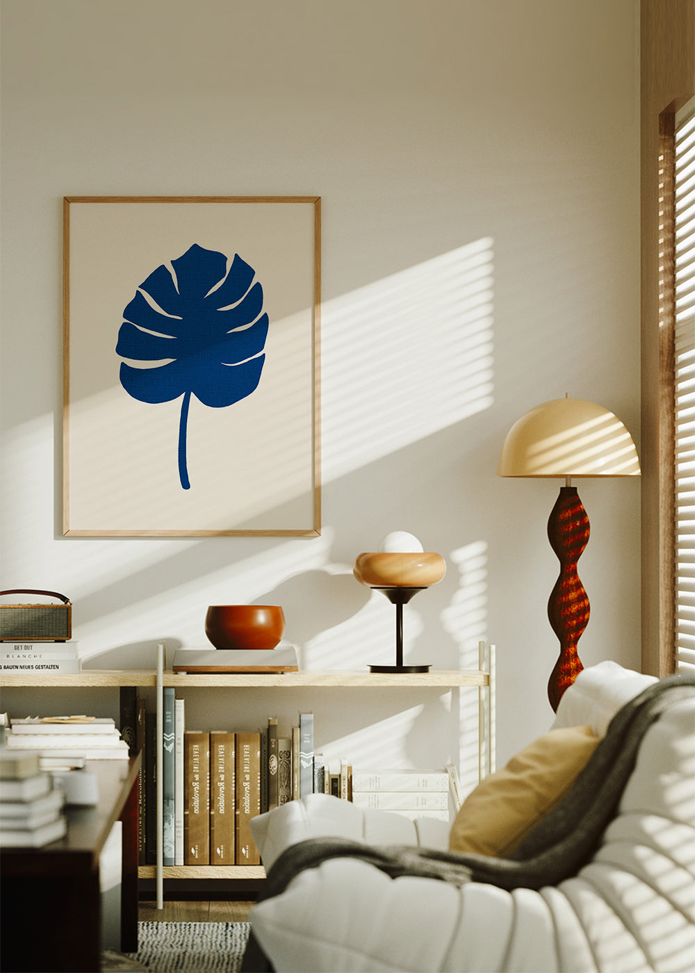 Botanisk plakat Monstera blå