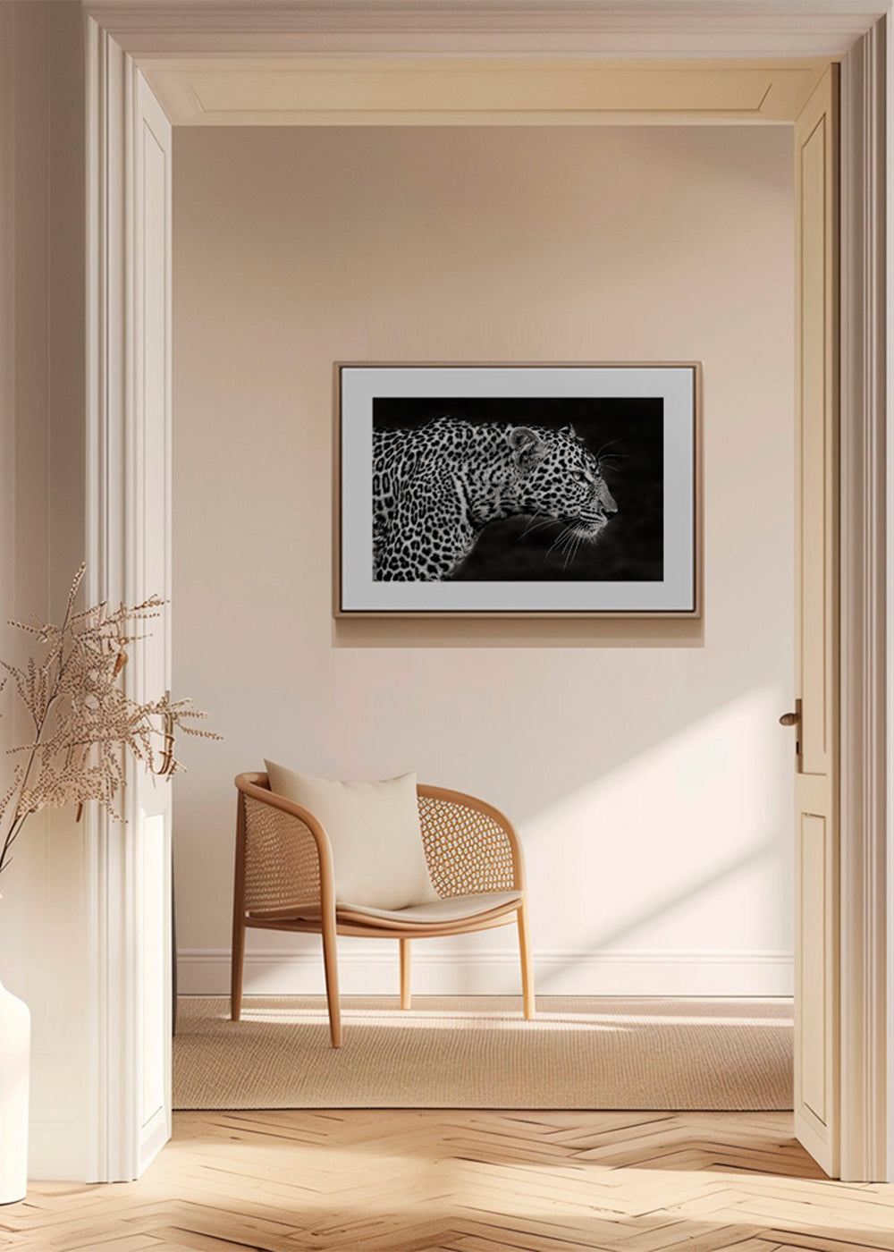 Leopard i profil, fotografisk kunst