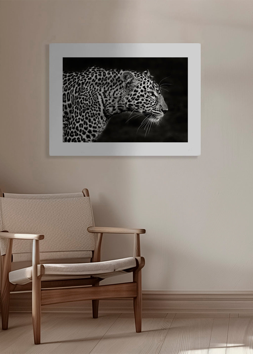 Leopard i profil, fotografisk kunst