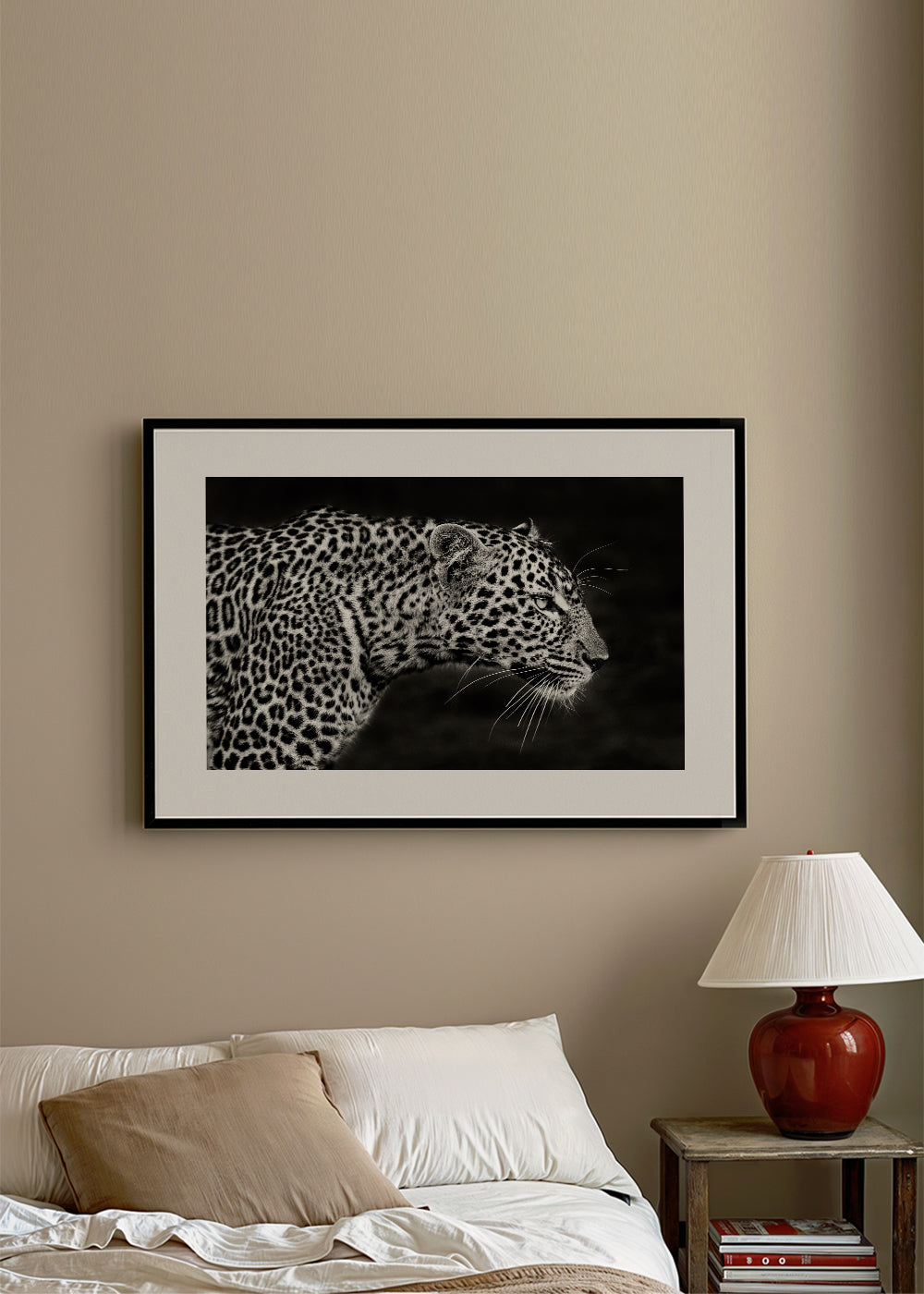 Leopard i profil, fotografisk kunst
