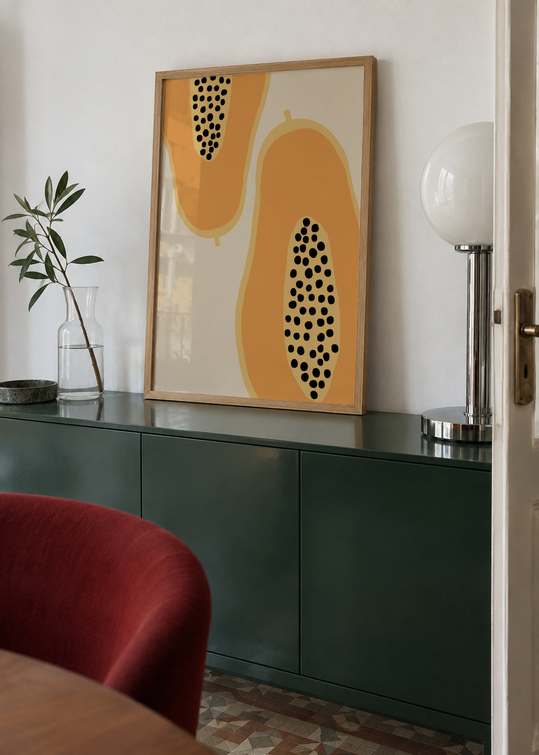 Papaya Fruit - Framed poster in an interior