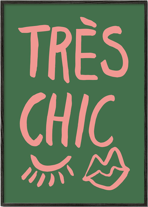 Illustration Très Chic rosa på grøn baggrund