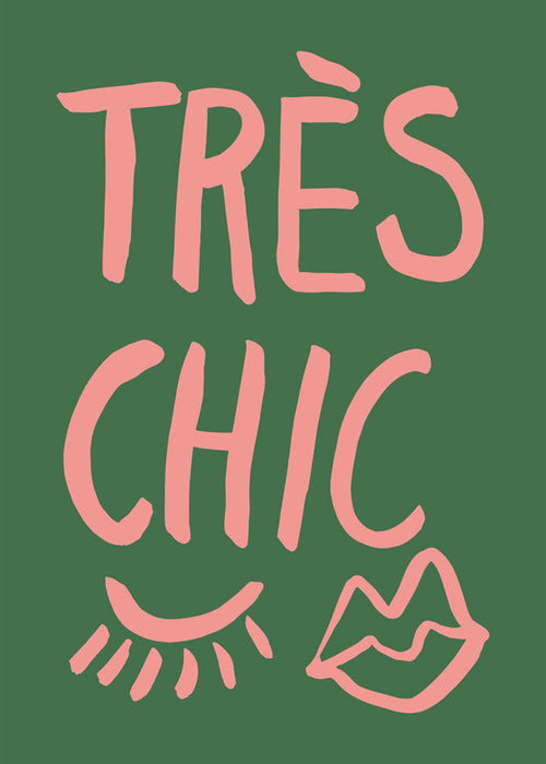 Illustration Très Chic rosa på grøn baggrund