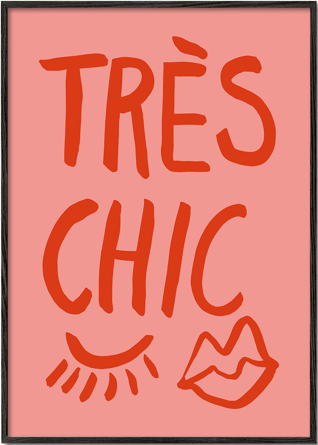 Typografisk plakat 'Très Chic' rosa