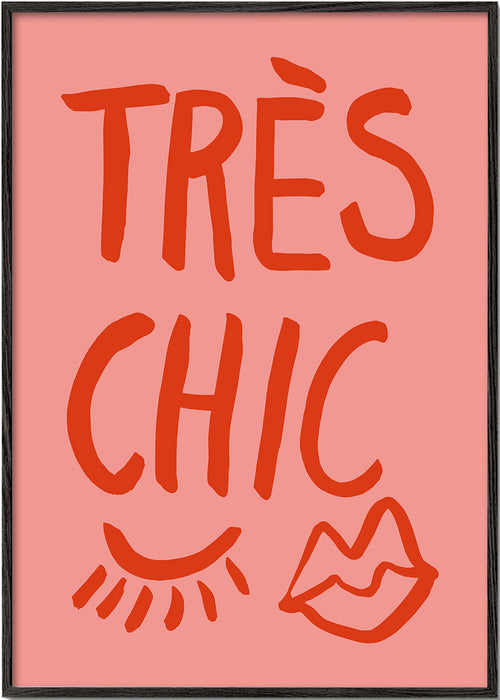 Typografisk plakat 'Très Chic' rosa