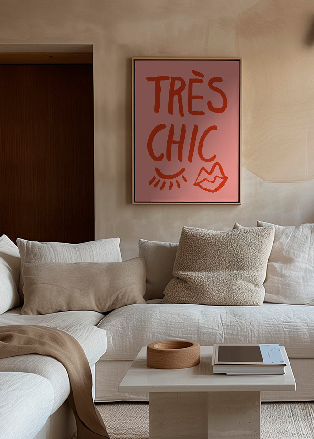 Typografisk plakat 'Très Chic' rosa
