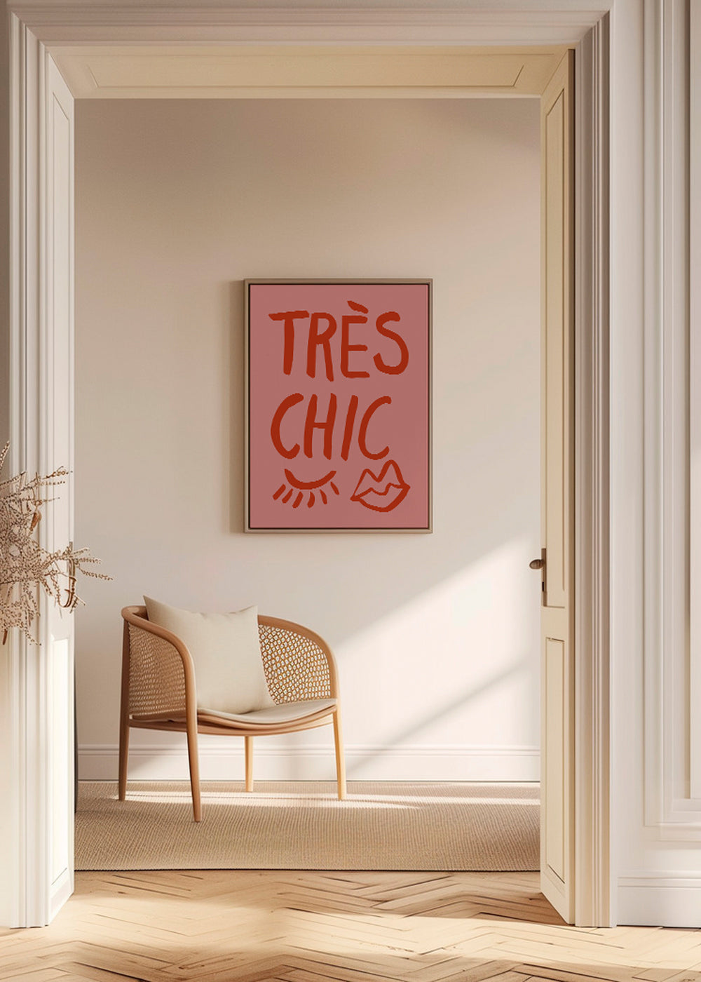 Typografisk plakat 'Très Chic' rosa