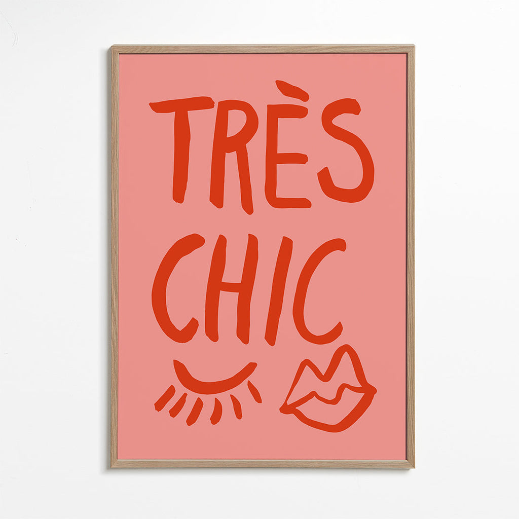Typografisk plakat 'Très Chic' rosa