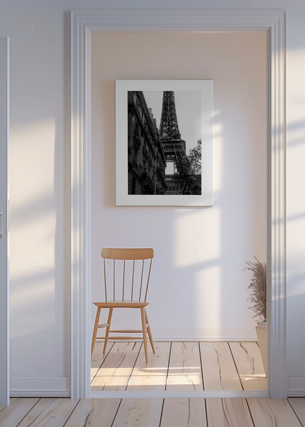 Rejseplakat: Eiffeltårn set i arkitektonisk perspektiv