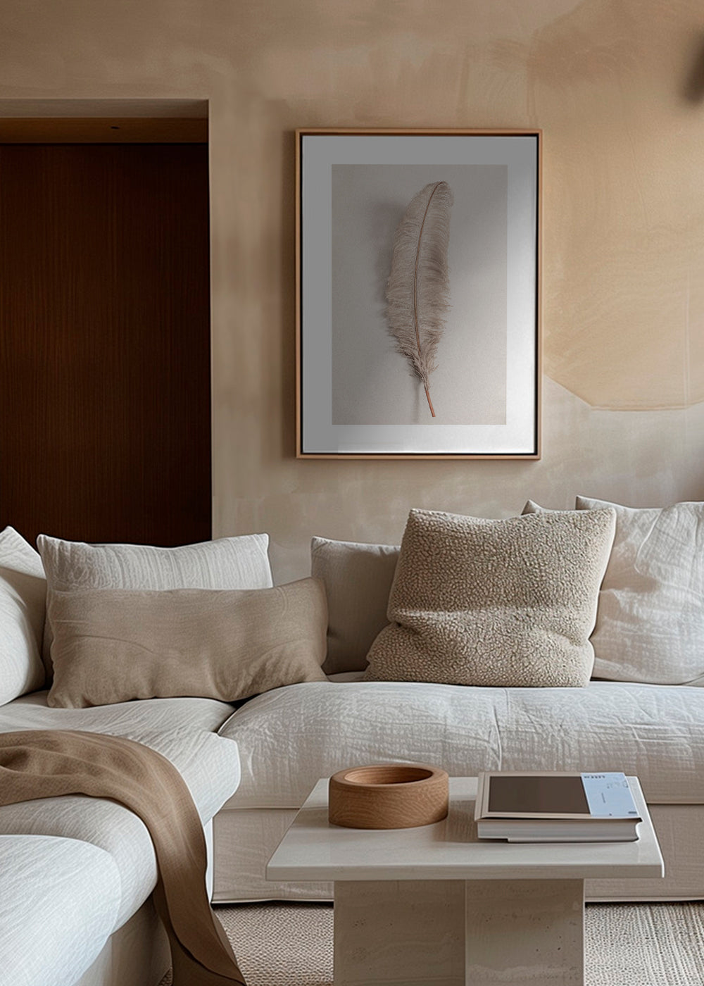 Botanisk plakat: beige fjer