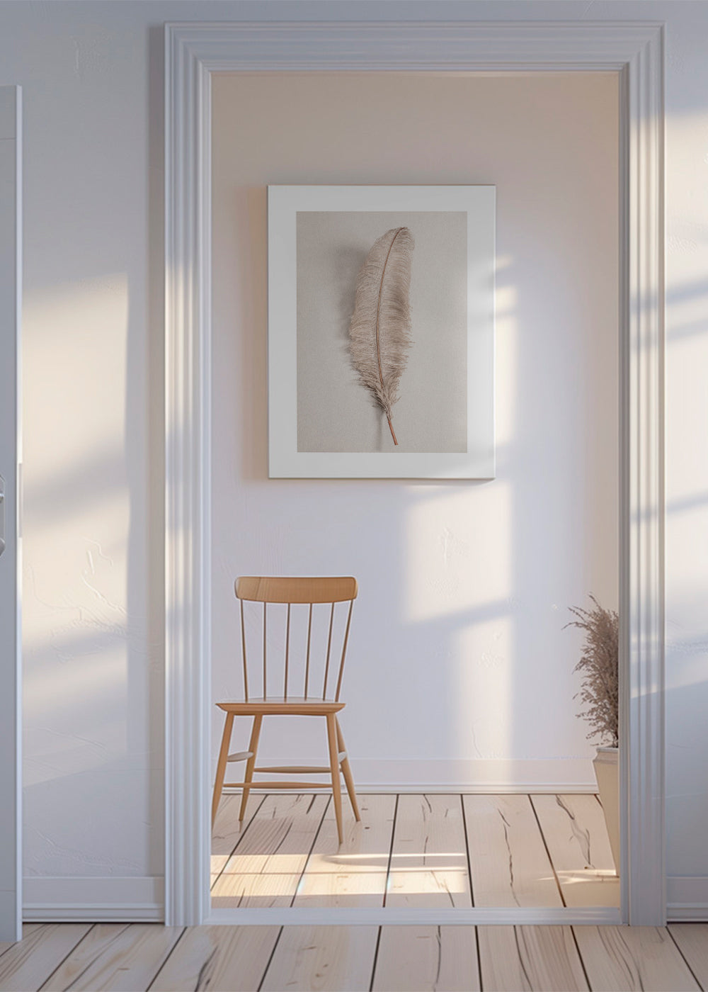 Botanisk plakat: beige fjer