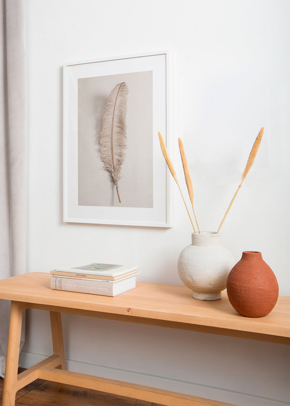 Botanisk plakat: beige fjer