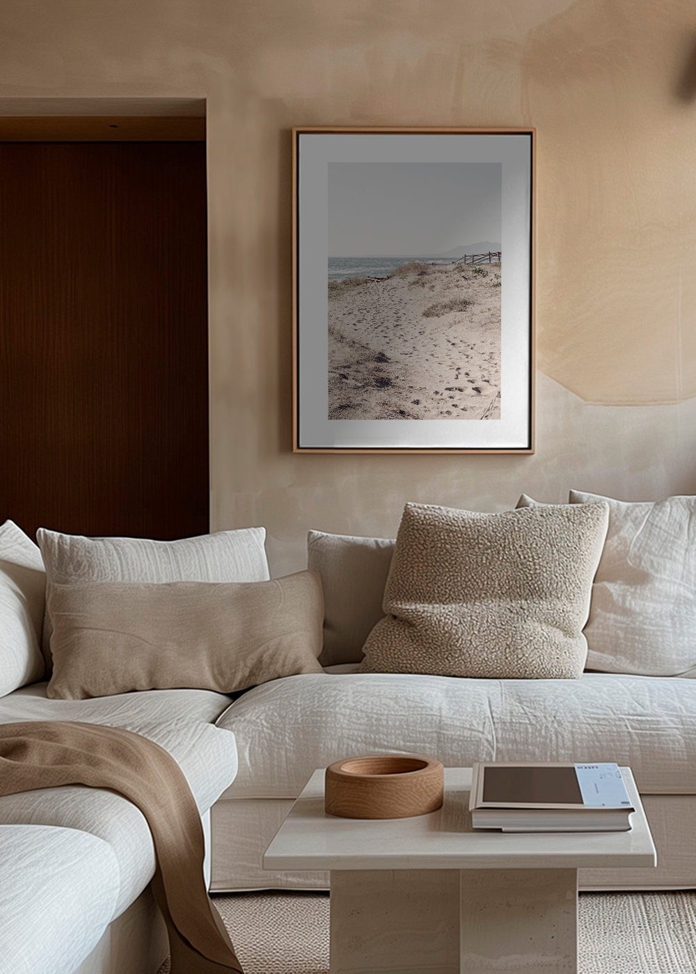 Landskabskunst: sandsti ved stranden