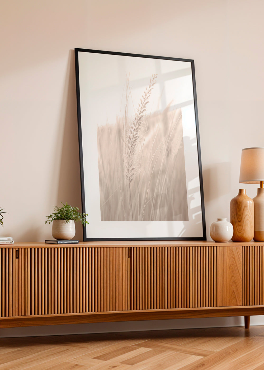 Botanisk plakat: strå i blide nuancer