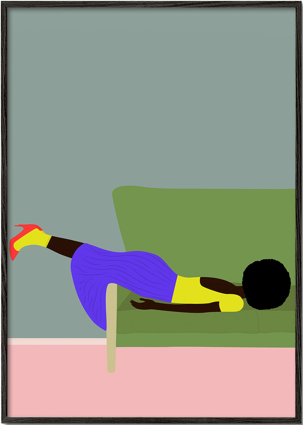 Illustration: kvinde liggende på sofa