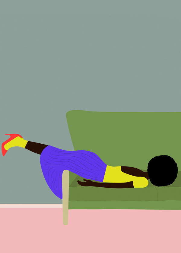 Illustration: kvinde liggende på sofa