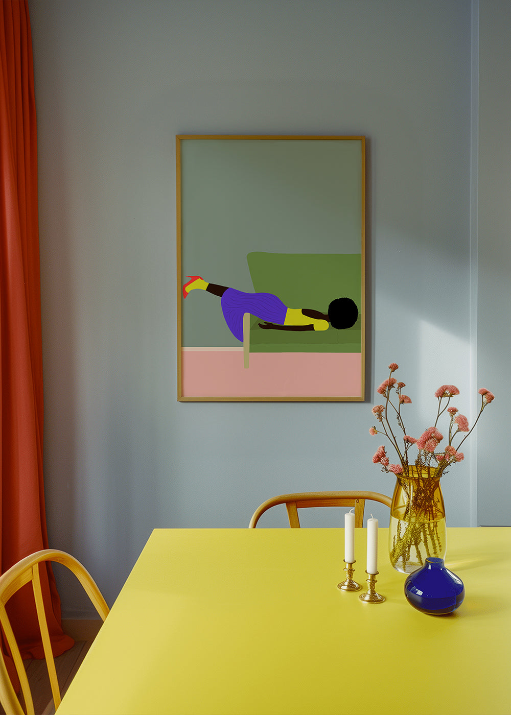Illustration: kvinde liggende på sofa
