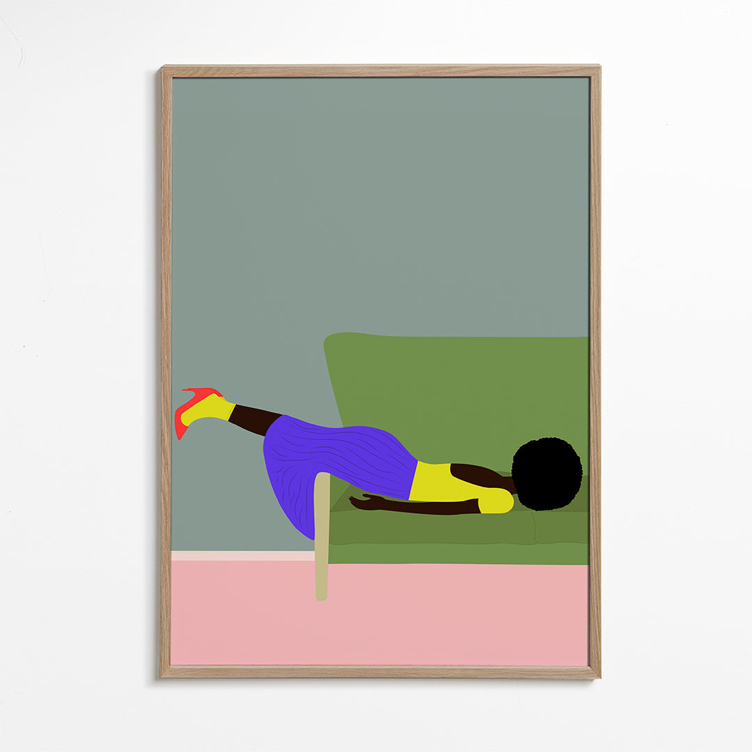 Illustration: kvinde liggende på sofa
