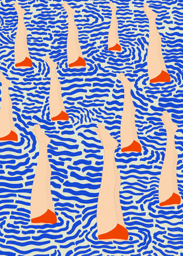 Illustration ben i mønstret vand