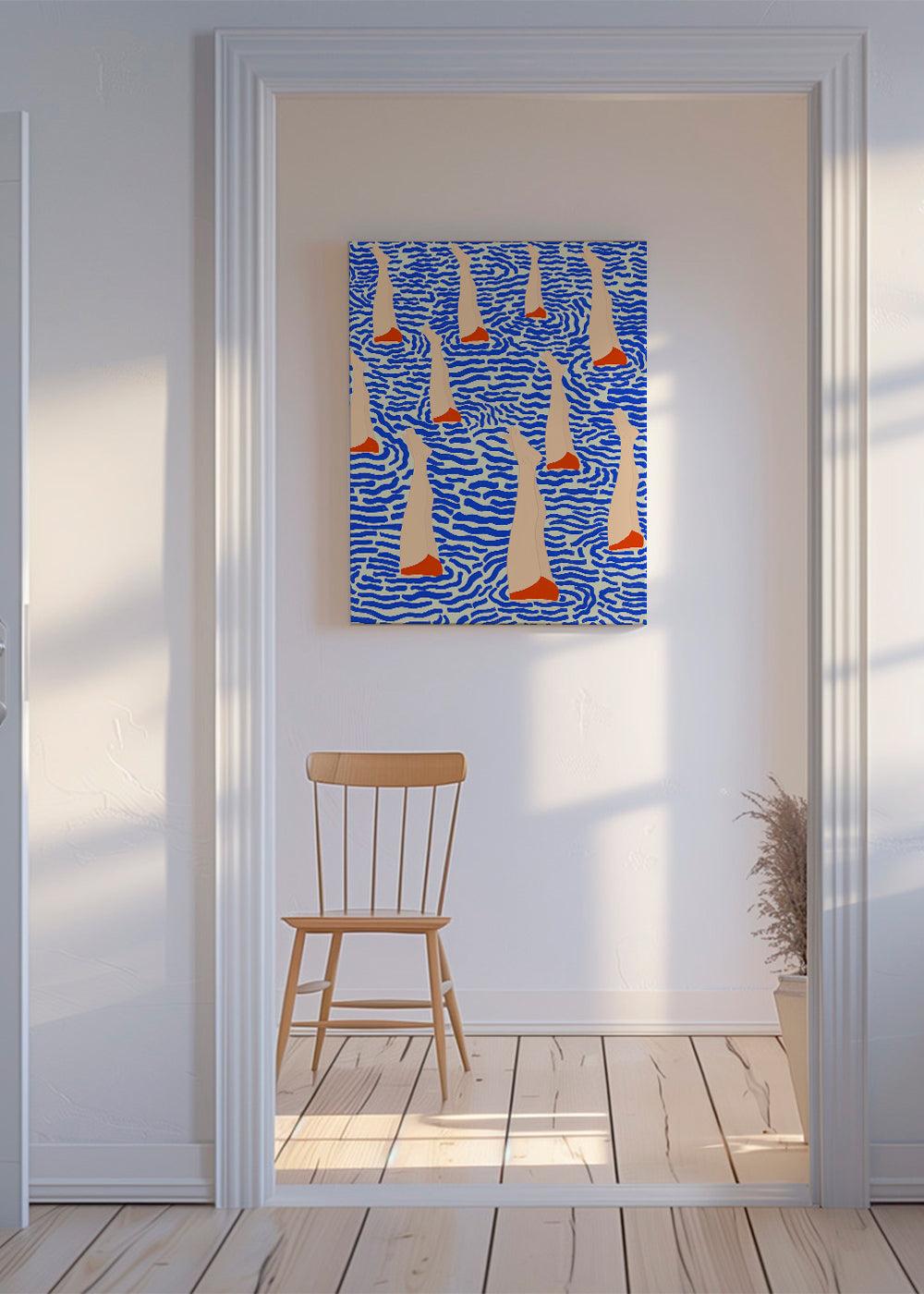 Illustration ben i mønstret vand