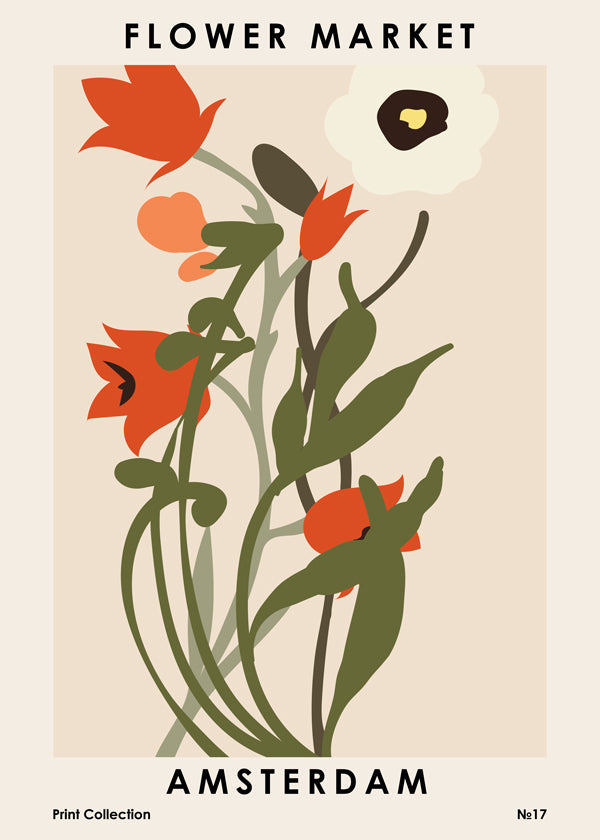 Botanisk plakat Flower Market Amsterdam buket
