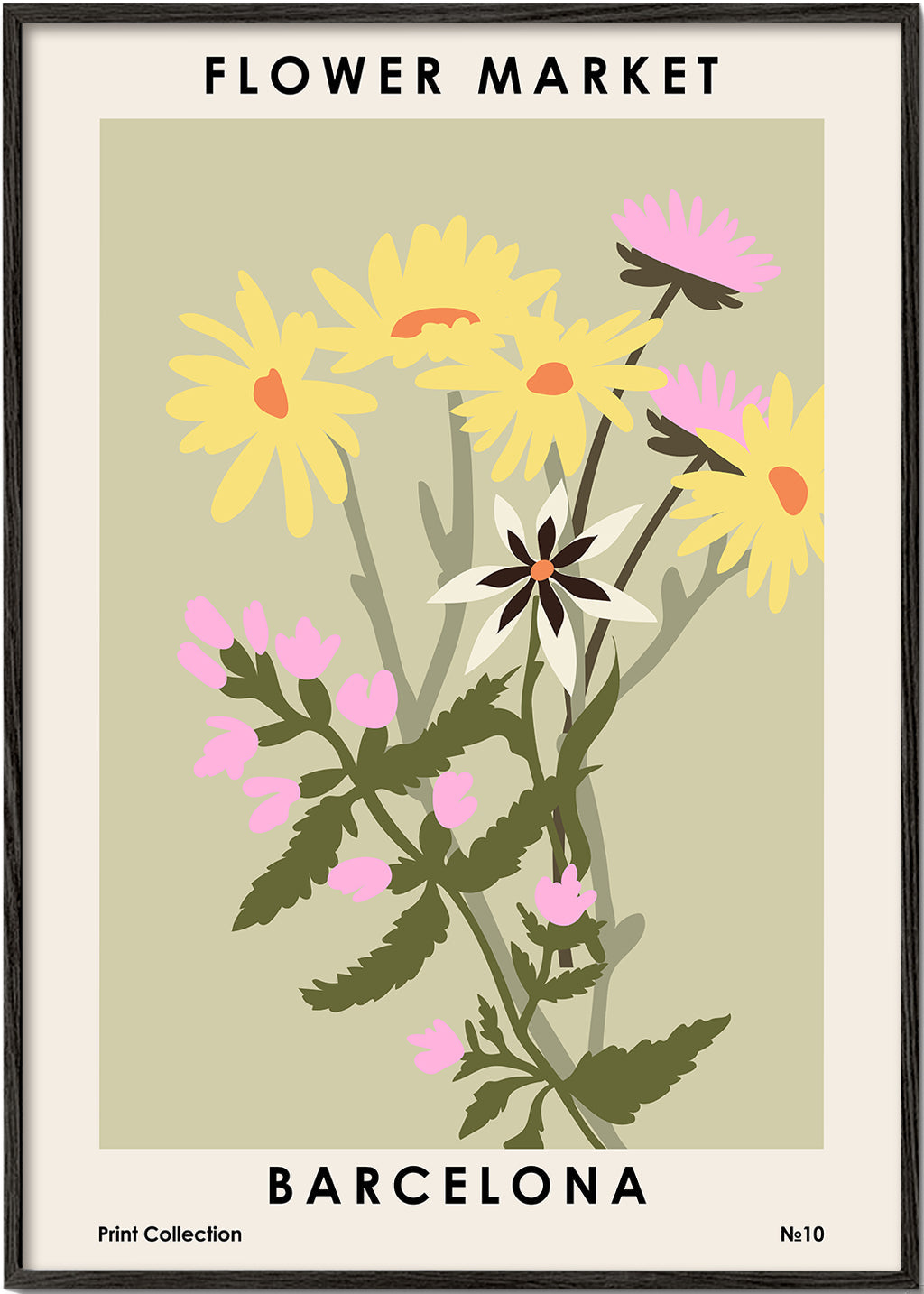 Botanisk plakat Flower Market Barcelona