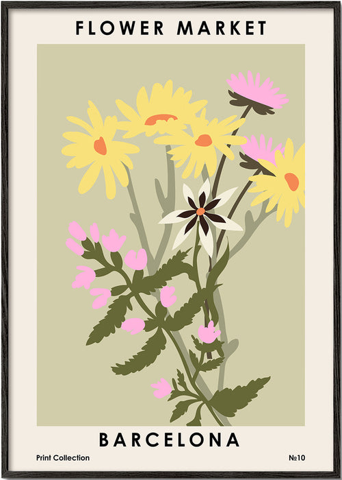 Botanisk plakat Flower Market Barcelona