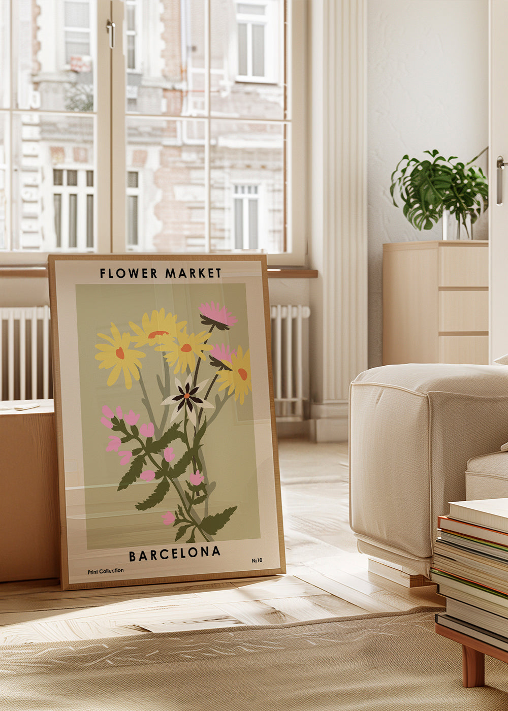 Botanisk plakat Flower Market Barcelona