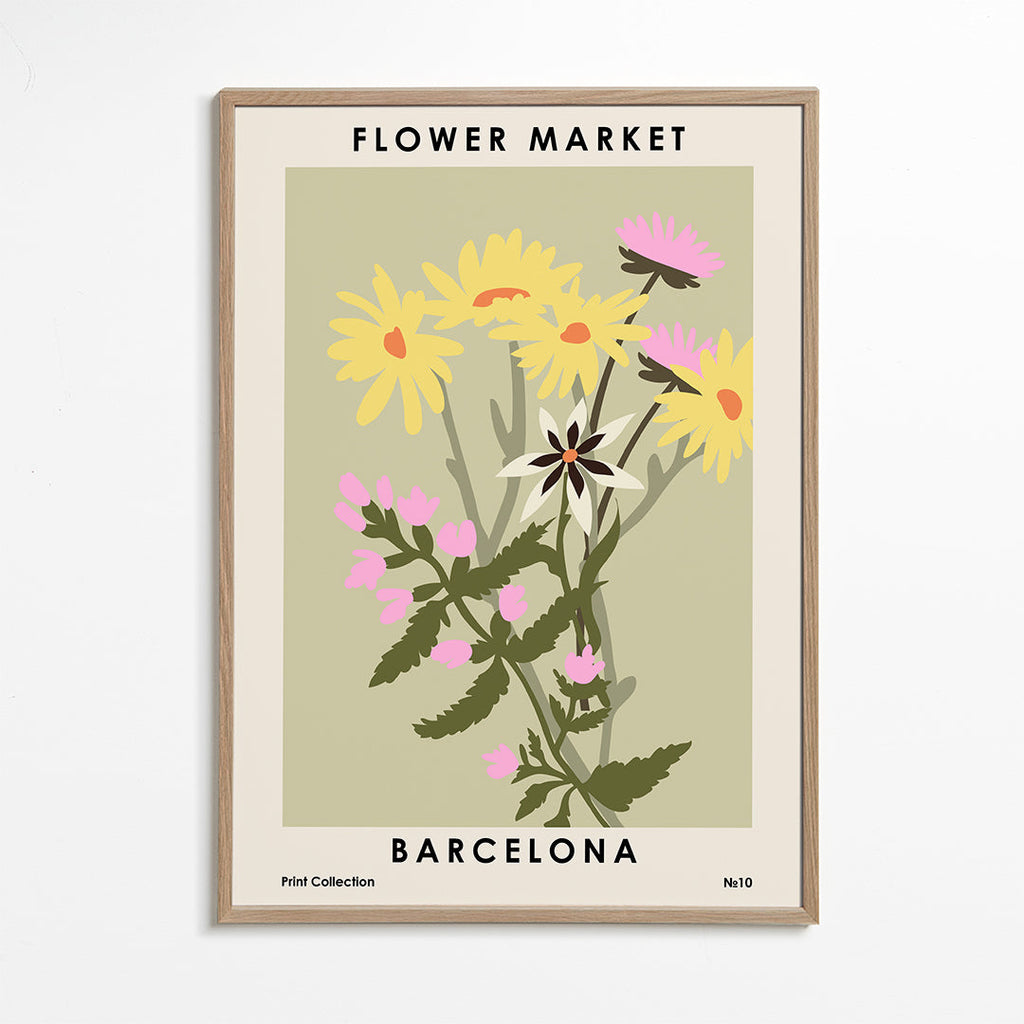 Botanisk plakat Flower Market Barcelona