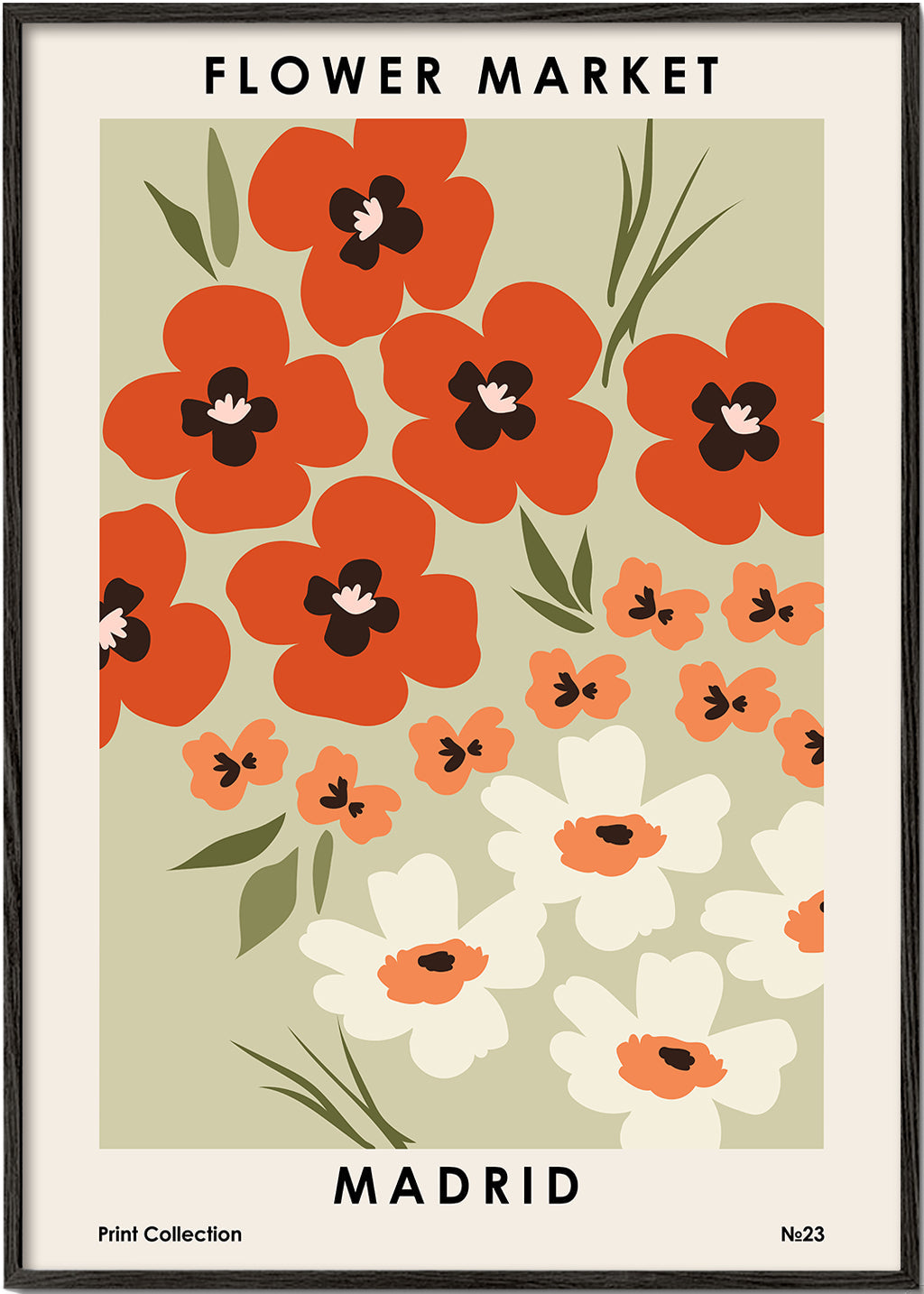 Botanisk plakat Flower Market Madrid koral