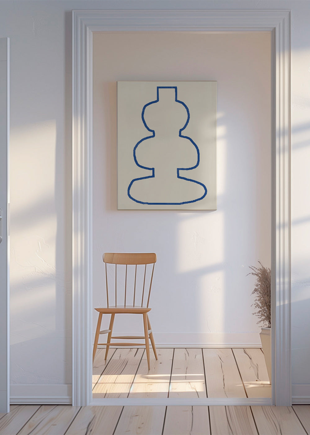 Minimalistisk billede med blå kontur