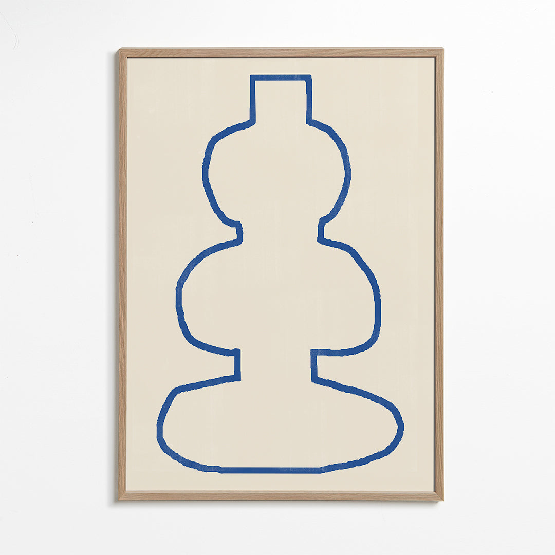 Minimalistisk billede med blå kontur