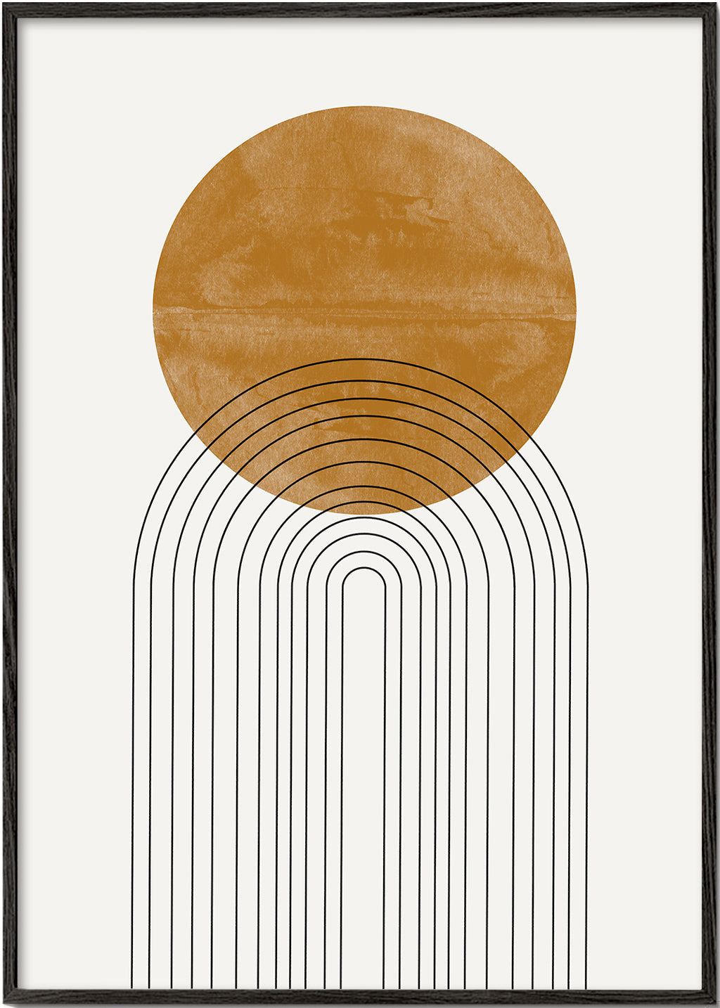 Geometrisk plakat med okkerbue