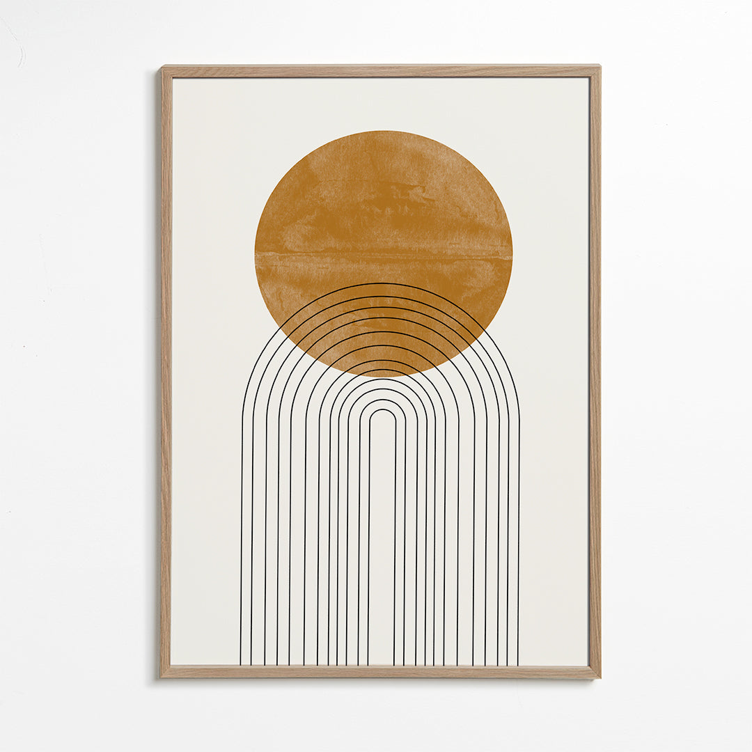 Geometrisk plakat med okkerbue