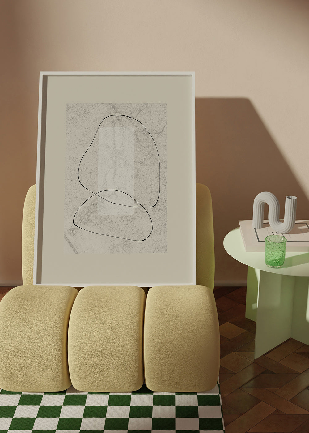 Minimalistisk plakat med kontinuerlige linjer