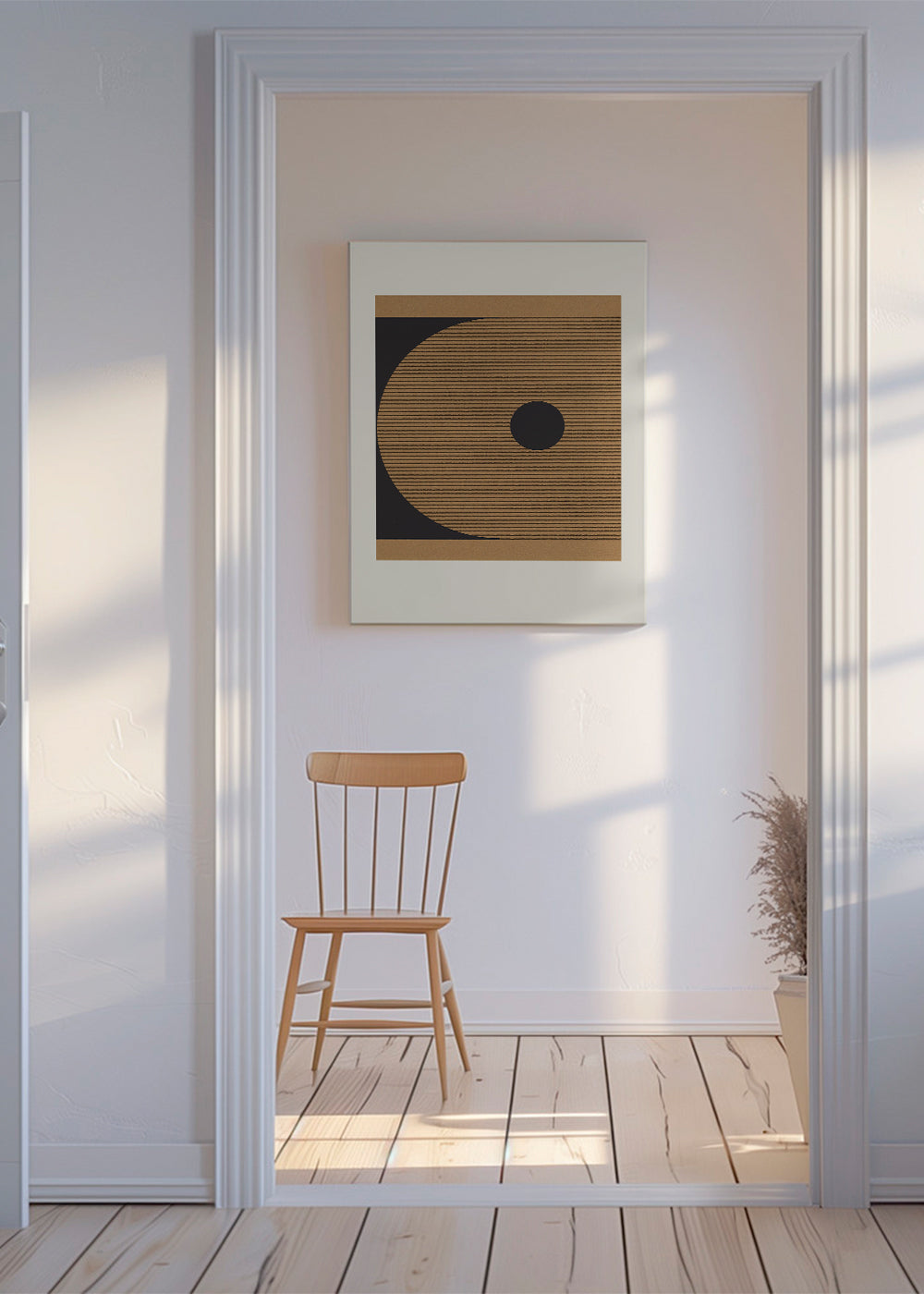 Geometrisk plakat med cirkler og linjestruktur