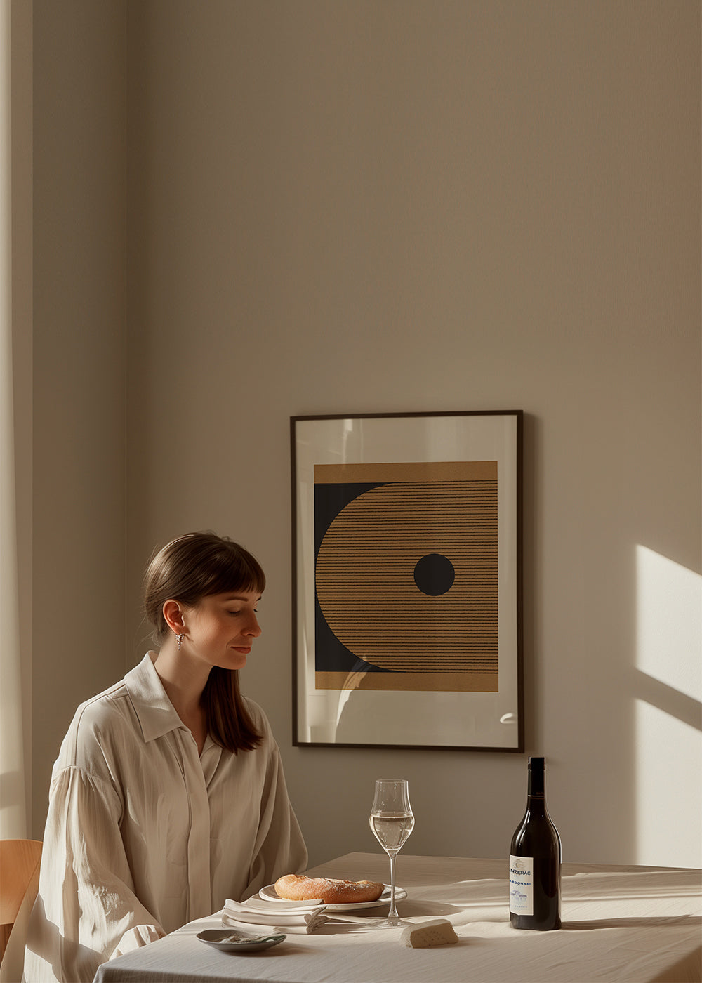 Geometrisk plakat med cirkler og linjestruktur