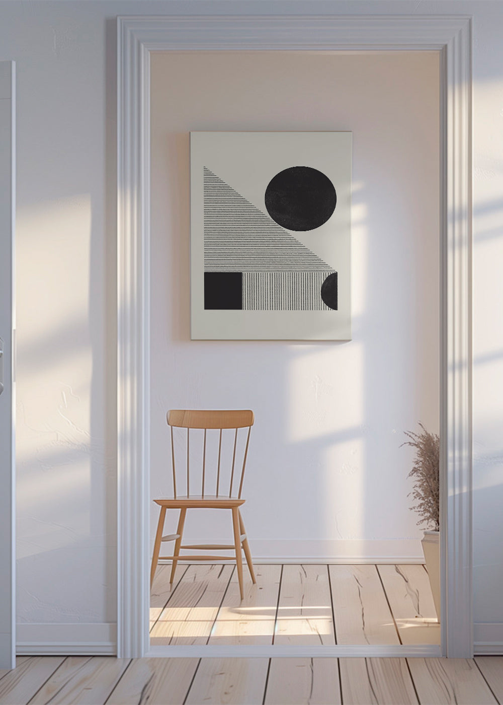 Geometrisk plakat med tekstureret cirkel