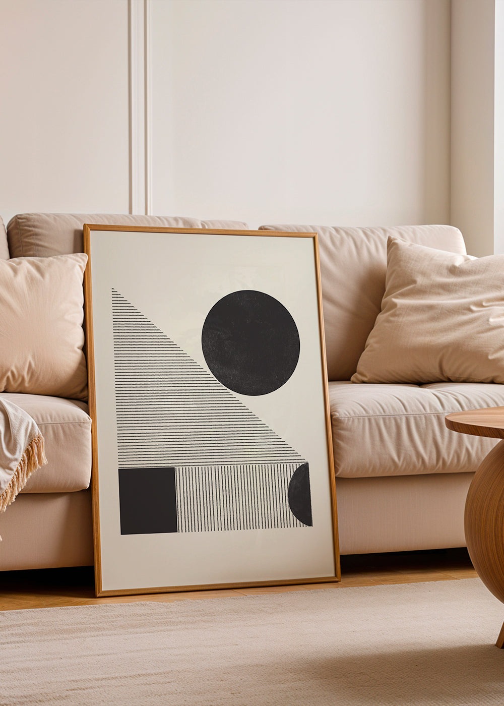 Geometrisk plakat med tekstureret cirkel