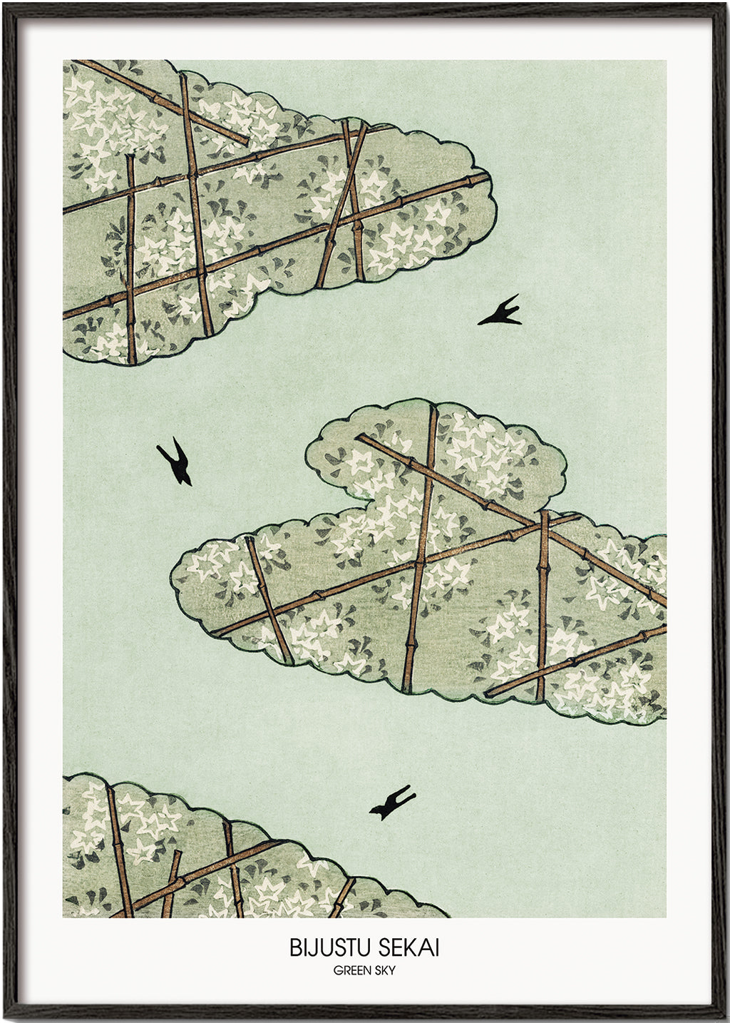 Botanisk plakat gitterblade og svaler