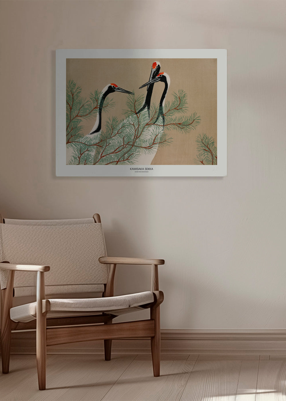 Kunst japanske traner blandt fyrregrene