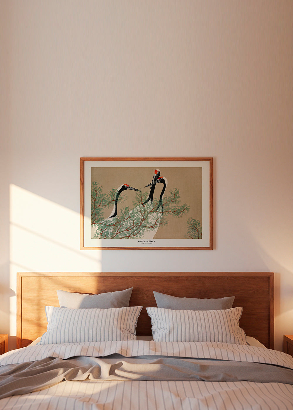 Kunst japanske traner blandt fyrregrene