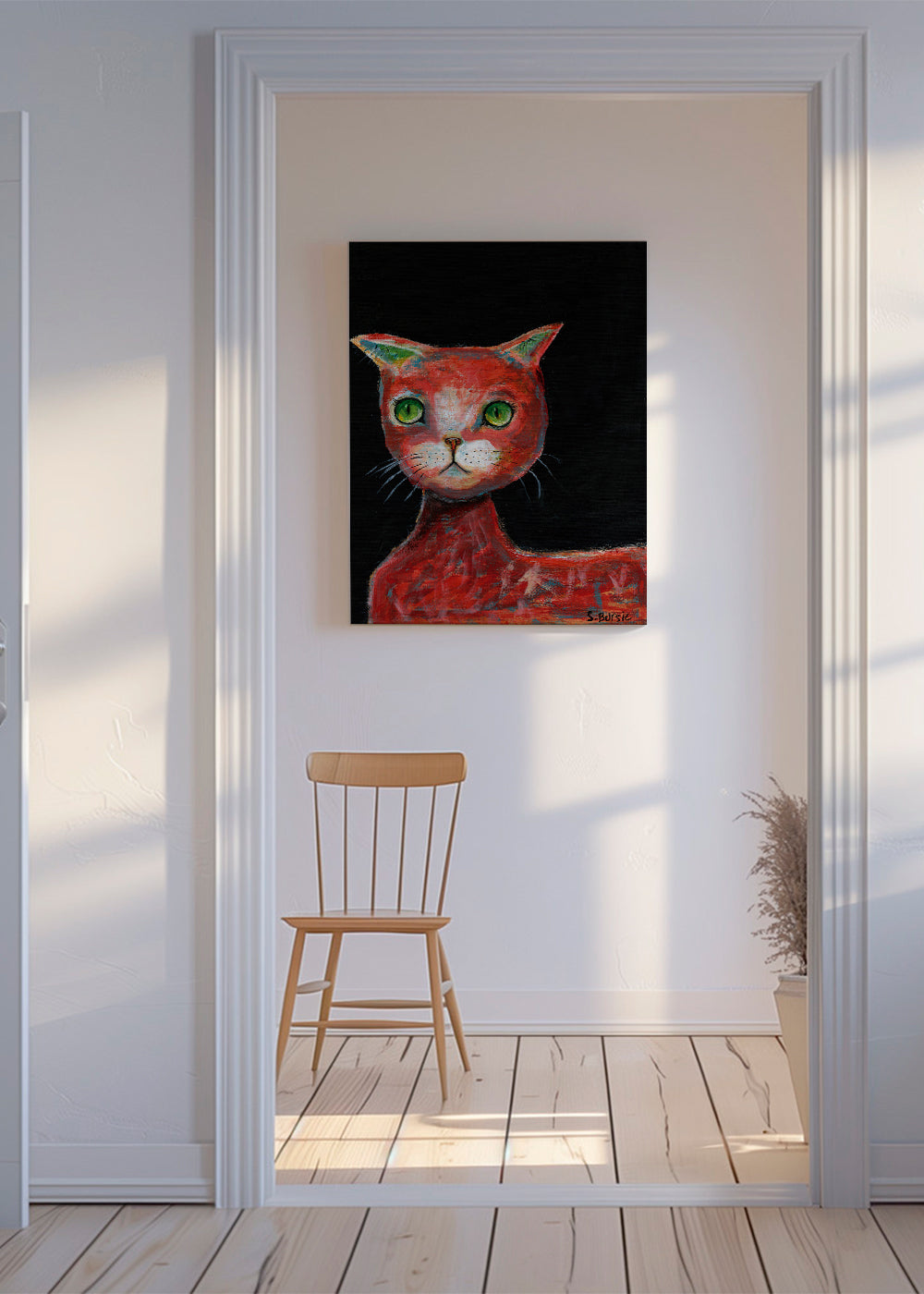 Rød kat maleri udtryksfuld