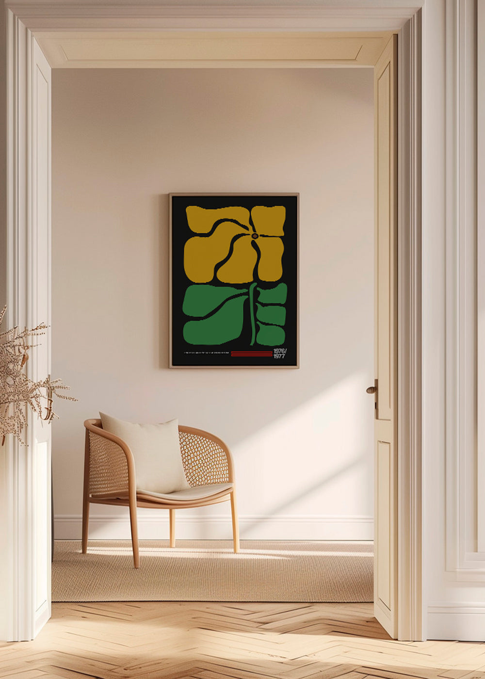 Botanisk plakat med kraftig gul blomst