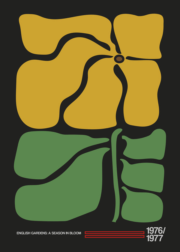 Botanisk plakat med kraftig gul blomst