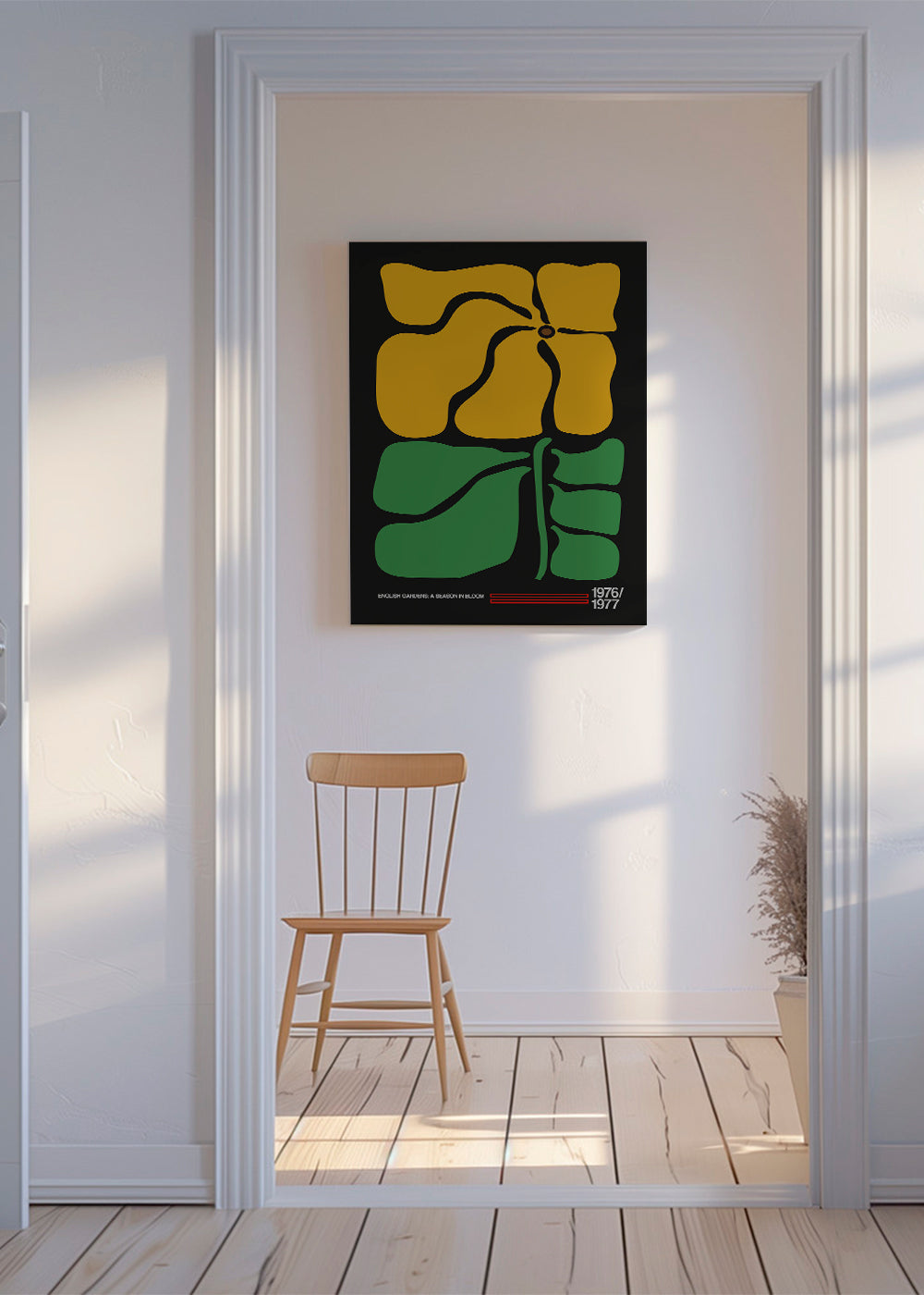 Botanisk plakat med kraftig gul blomst