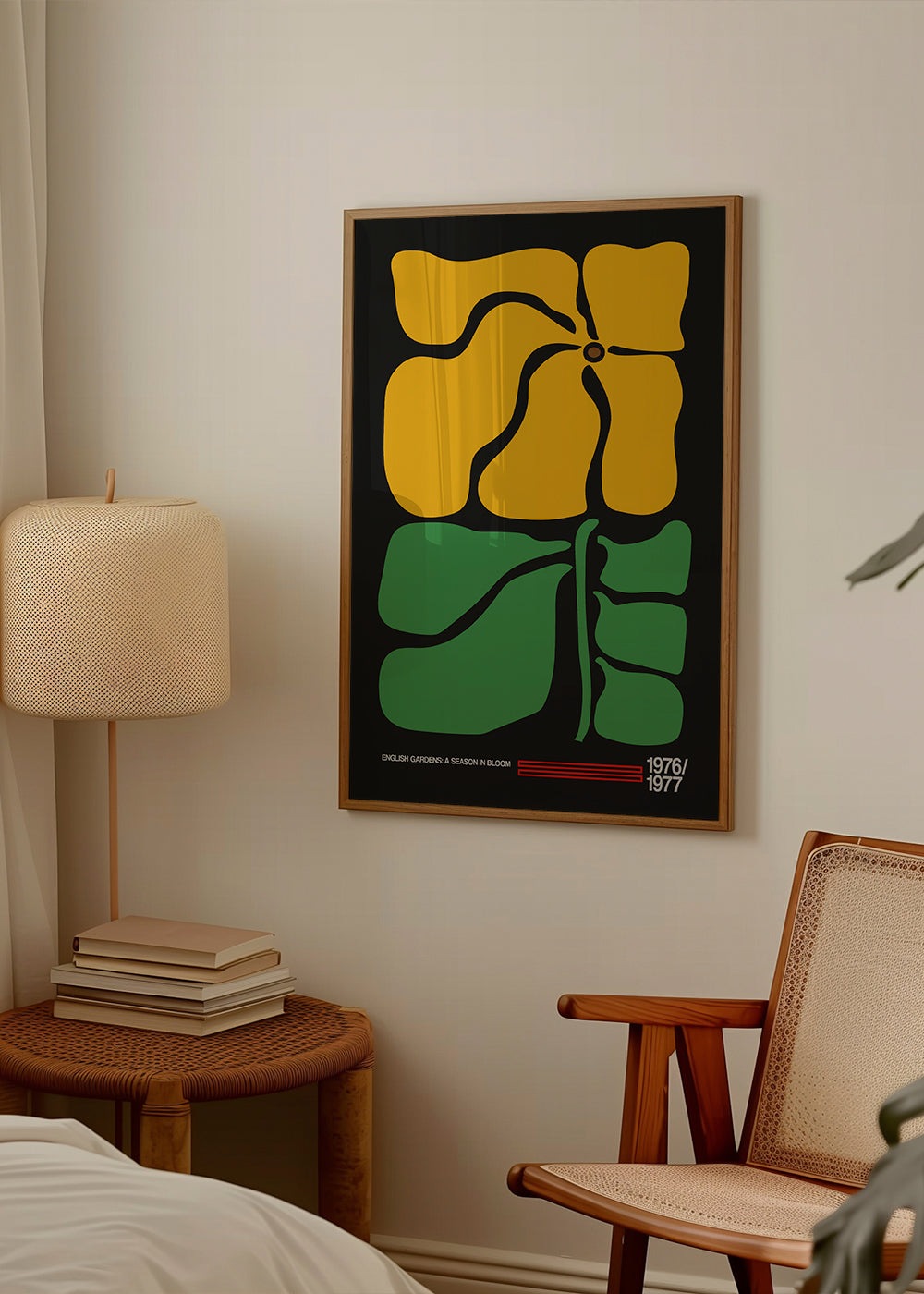 Botanisk plakat med kraftig gul blomst