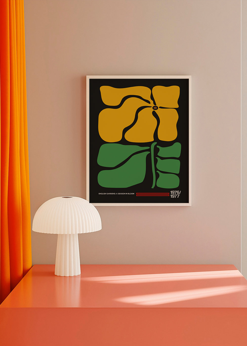 Botanisk plakat med kraftig gul blomst