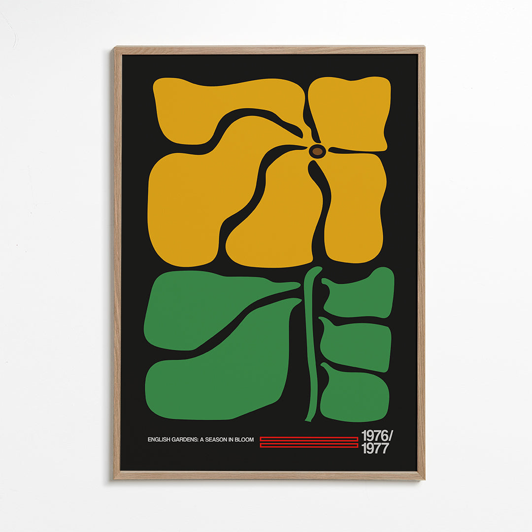 Botanisk plakat med kraftig gul blomst
